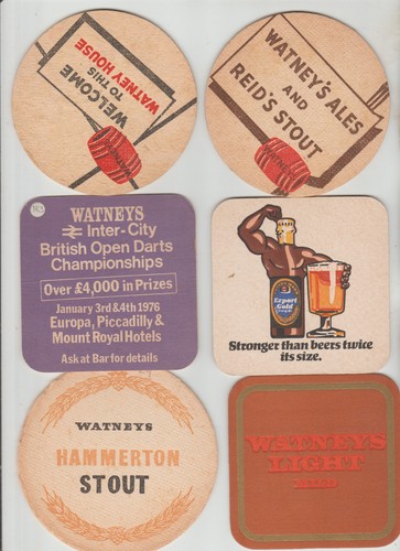 6xdifferent watneys beermats - ,
